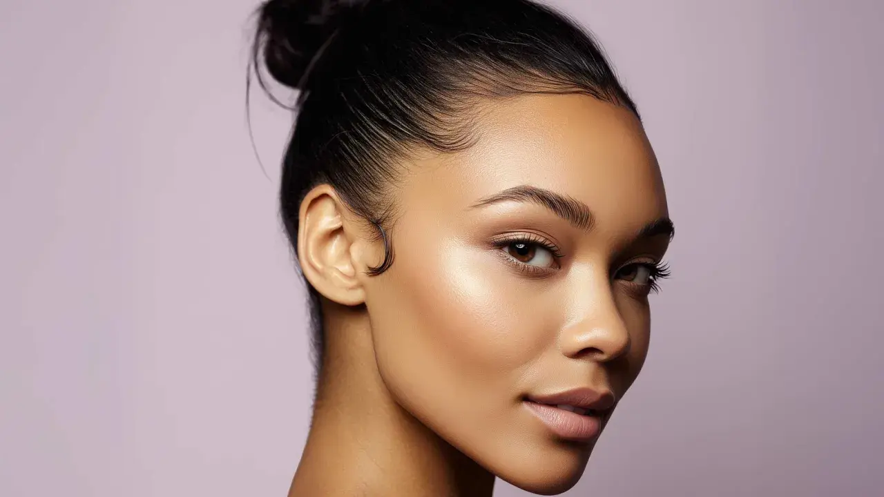 Glatte Frisur mit hochgesteckten Haaren und eleganten Babyhaaren. Tipps, was tun gegen Babyhaare für einen perfekten Look.