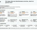 Die ideale Einwirkzeit für Gesichtsmasken liegt meist zwischen 5-20 Min. Je nach Maskentyp (z.B. peelend 5-10 Min., feuchtigkeitsspendend 10-20 Min.) variiert die Dauer.