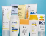 Eine Auswahl an Sonnencremes, die helfen, wasserfeste Sonnencreme zu entfernen.