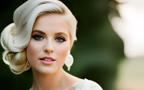 Eine Braut mit elegantem Haar und strahlendem Blick, die zeigt, wie man Braut Make-up selber machen kann.