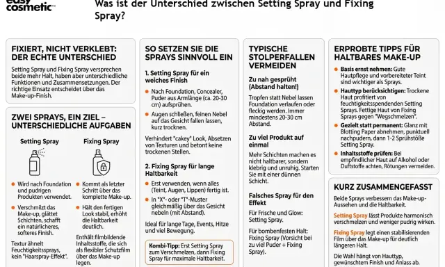 Was ist ein Setting Spray? Es verschmilzt Make-up, glättet Schichten und sorgt für ein weicheres Finish. Perfekt für Frische und Glow.