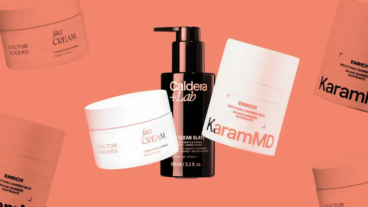 Luxuriöse Hautpflegeprodukte: Gesichtscreme von Doctor Rogers, Caldera + Lab Serum und KaramMD Balsam. Ideal, um die Haut zu entgiften und zu pflegen.